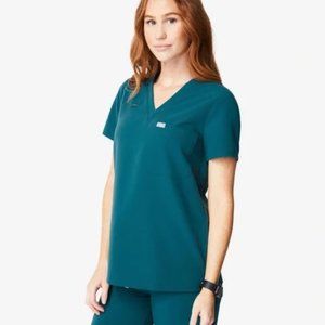 Caribbean Blue Catarina FIGS XS Scrub Top
